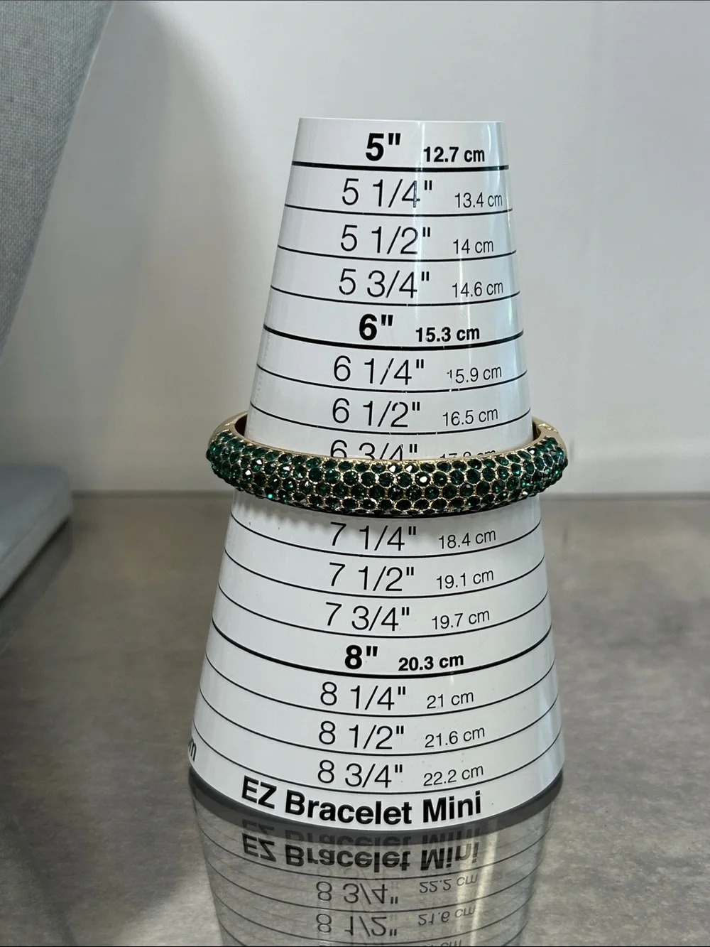 Gold Bangle Bracelet with Emerald Green Crystals